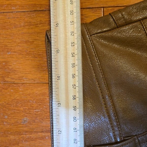 PAIGE Women's Tan Faux Leather Flare Pants (Color Dark Argan) - Picture 6 of 10